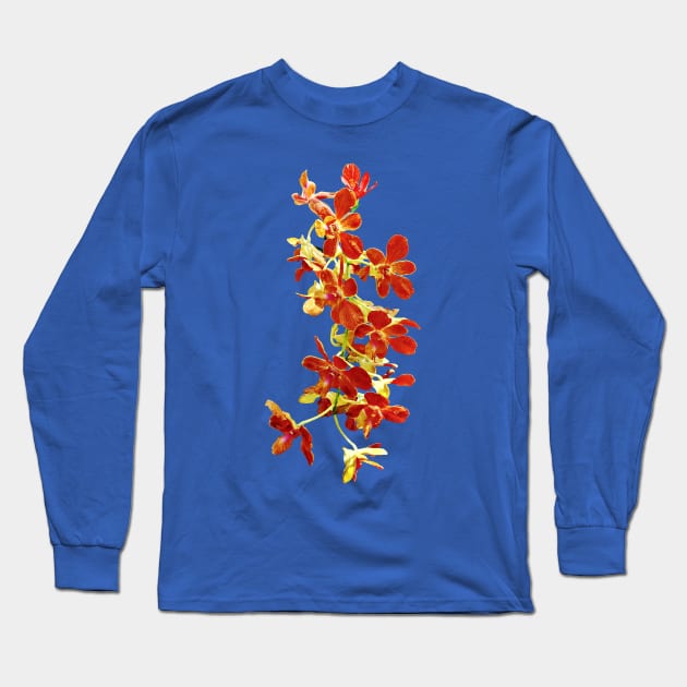 Orchids - Cascade of Orange Orchids Long Sleeve T-Shirt by SusanSavad